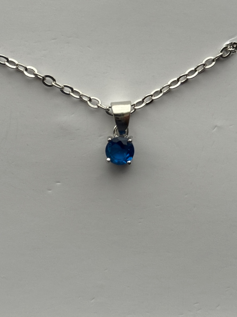 EFFY Princess Cruise Blue Solitaire Pendant Necklace 18” Silver Tone Chain #11
